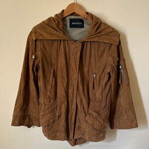 MAX&Co. Brown Suede Leather Jacket 3/4 Sleeve Size US Women's 6